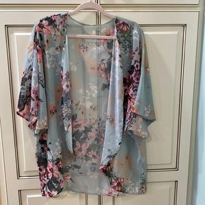 Floral Kimono Cardigan Sheer XL Boho